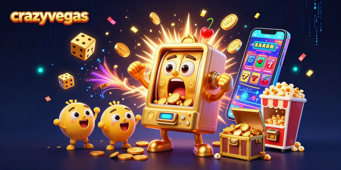 Crazyvegas animated slot machine celebrating its jackpot as coins fly, symbolizing online casino excitement.